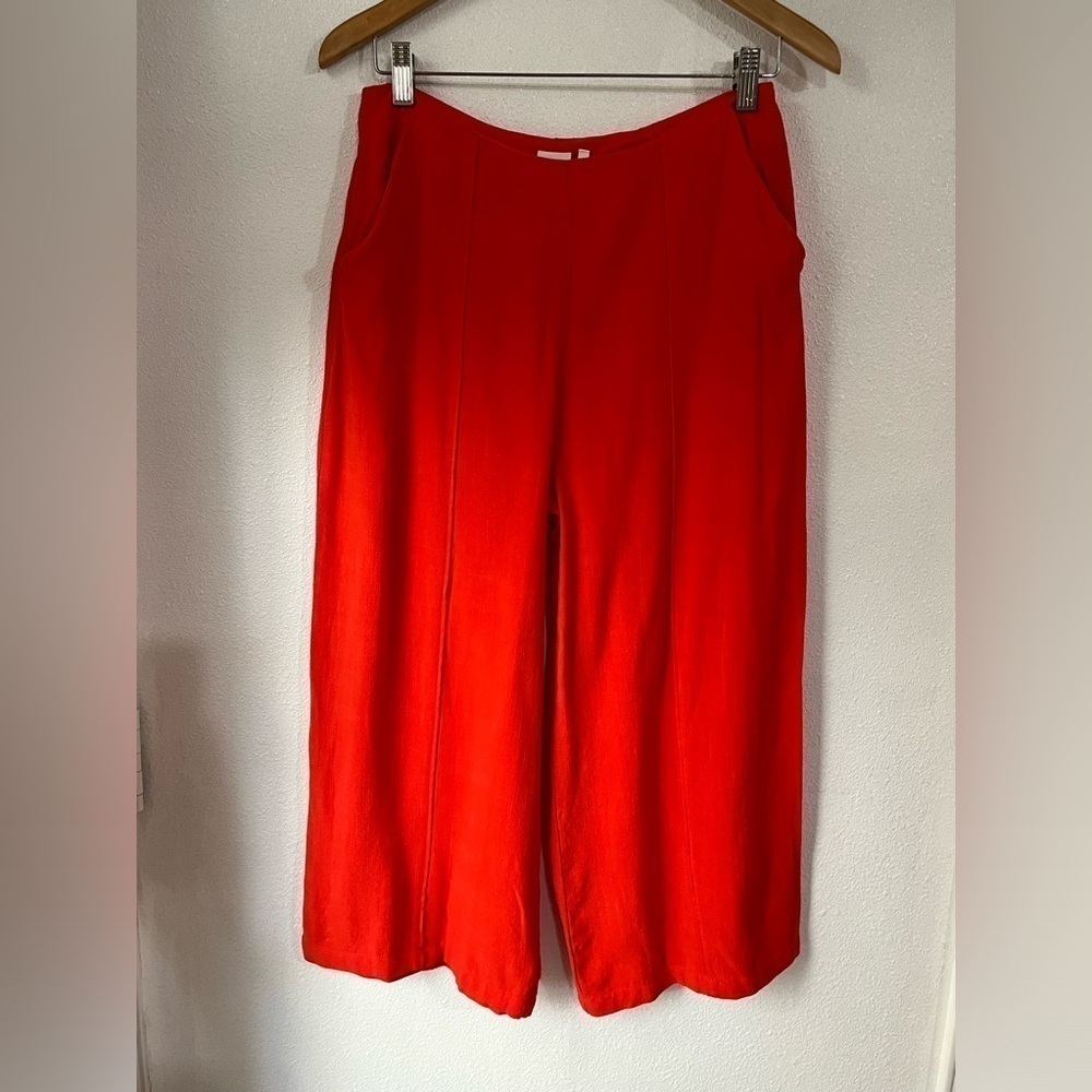 Good luck Gem  high waist linen Cullote  orange red size L NWT